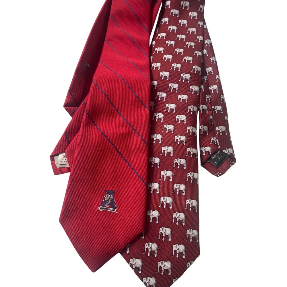 Southern Proper Alabama Crimson Tide Necktie Set Mens Red Good Silk Elephant